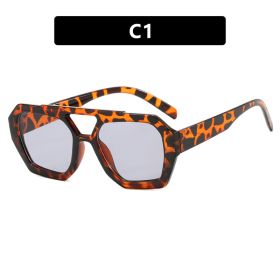 Ins Big Frame Leopard Sunglasses Summer Sunshade Beach Vacation Glasses (Option: C1)