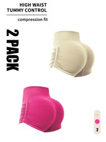 2 Pack Gym Shorts Women, Seamless Yoga Workout Shorts, High-Waisted Scrunch Butt Booty Lifting Athletic Running Shorts (Option: 2PACK1-S)