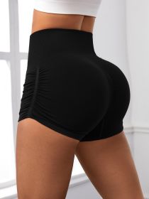 Workout Shorts For Women Scrunch Butt Lifting High Waisted Yoga Gym Seamless Booty Biker Shorts (Option: Black-S)