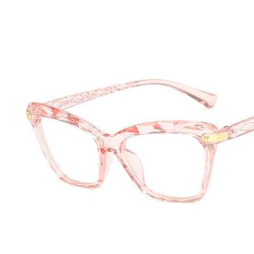 Anti-blue cat eye multi-faceted glasses (Option: Transparent pink)
