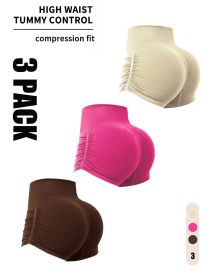 3 Pack Workout Shorts For Women Seamless Scrunch Butt Lifting High Waisted Yoga Gym Booty Running Short Pants (Option: 3PACK1-S)